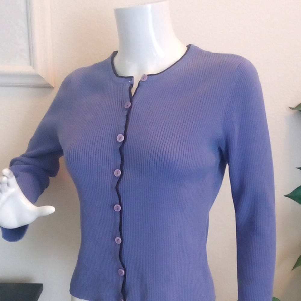 Purple Button-Up Cardigan by The Limited - Size: M